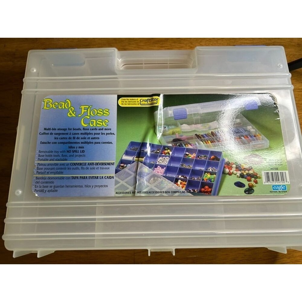 Clear Plastic Craft & Floss Organizer With Dividers & Secure Latches